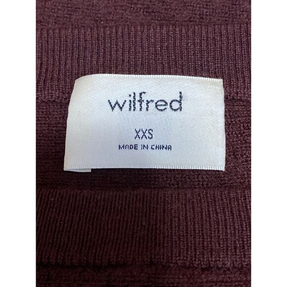 Aritzia Wilfred 100% Merino Wool Brown Knit Long Sleeve Crop Sweater Top Sz XXS - Picture 3 of 4